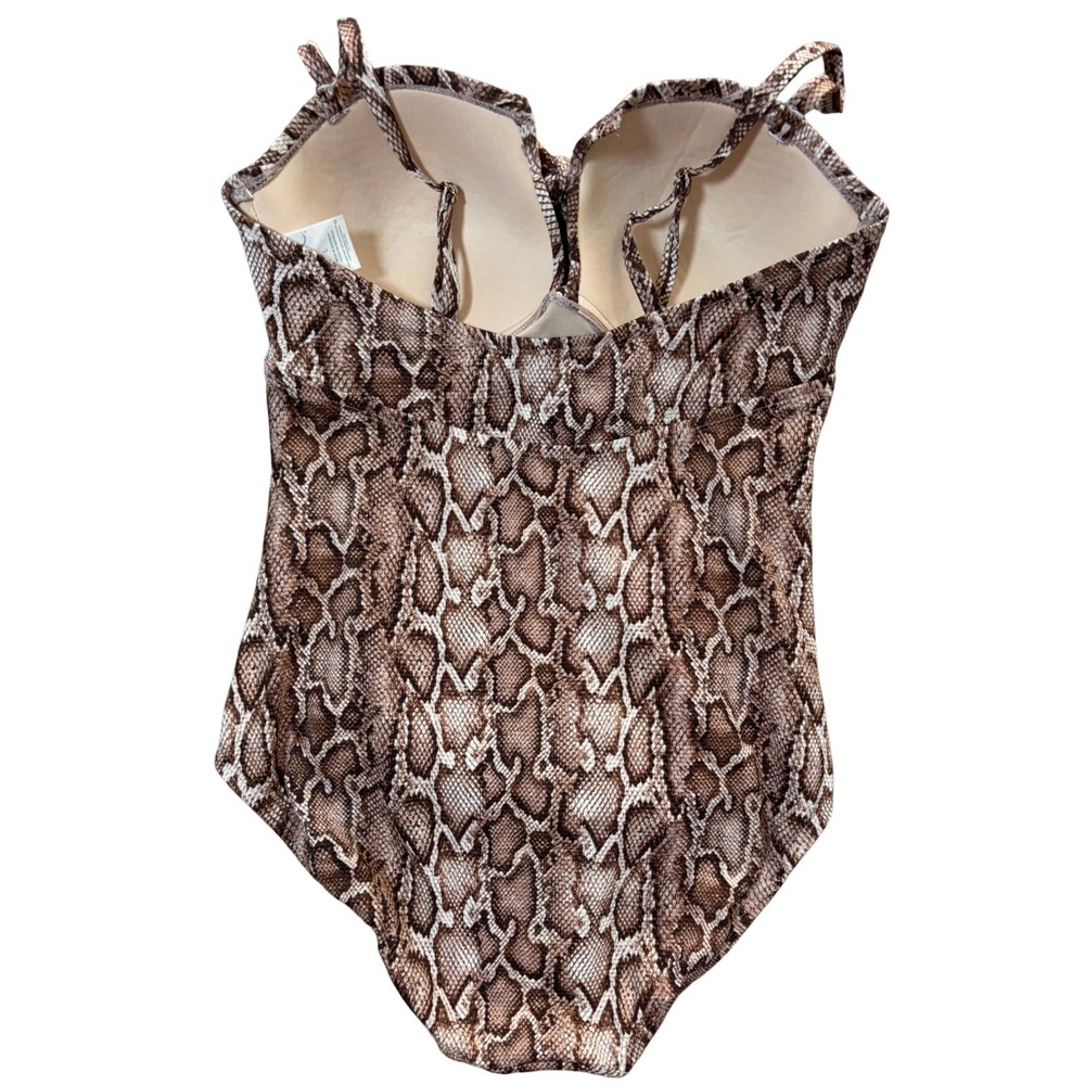 Kona Sol One Piece Swimsuit Women Large Brown Snakeskin Excellent Animal Print - Picture 4 of 6